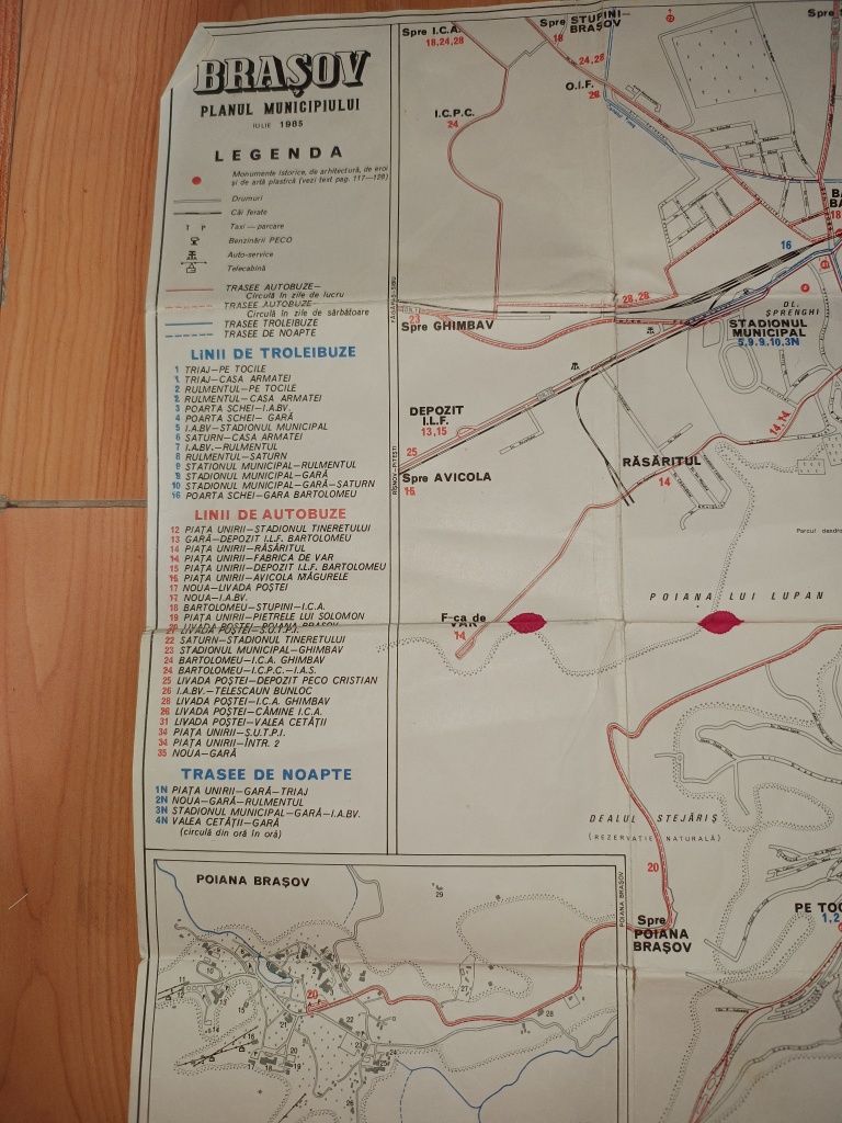 Harta si strazile orasului Brasov 1985