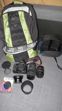 Комплект Canon с три обектива, филтри и две чанти