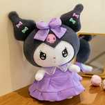 Jucarie de plus Kuromi Sanrio 2025 rochie mov cu fundite, 38 cm, NOUA
