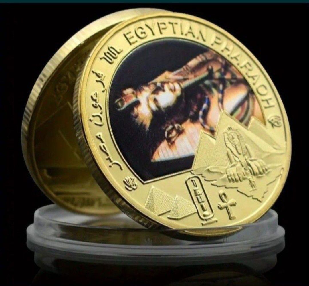 5 monede comemorative egiptene,placate cu aur