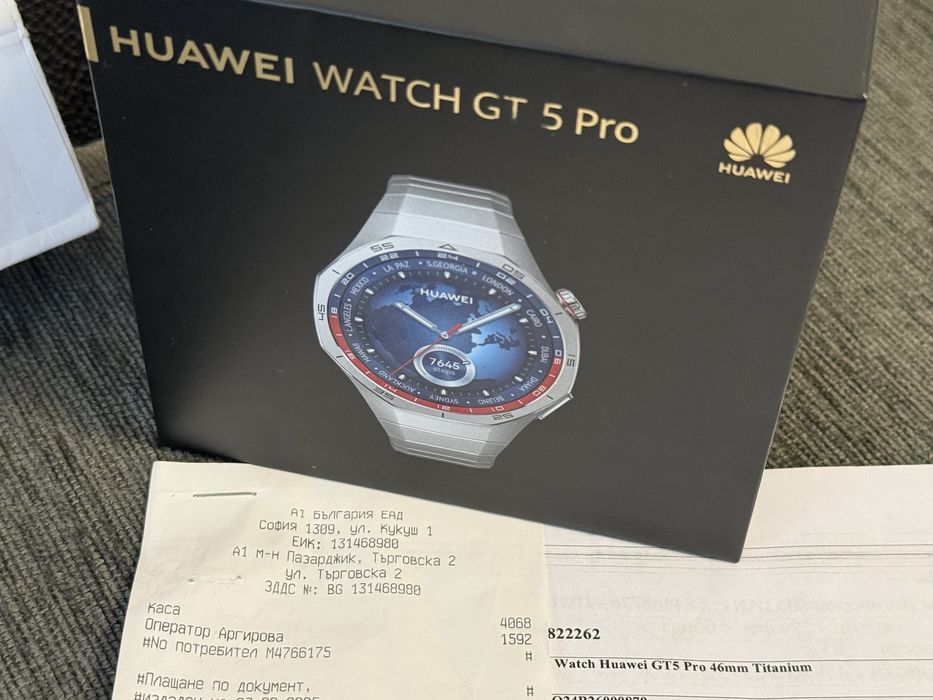 ***Чисто НОВ 46mm Huawei Watch GT 5 Pro Yettel Гаранция 2027 Titanium