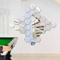 Set Oglinzi Decorative  Hexagon Silver M  24 bucati/set