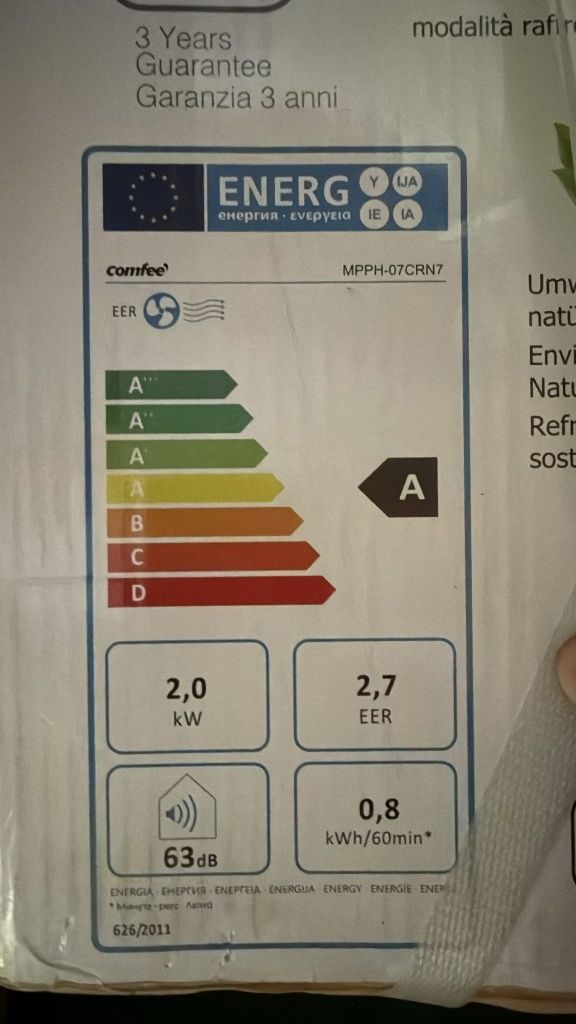 Aparat de aer condiționat mobil Comfee MPPH-07CRN7, 7.000 BTU, 2,0 kW,
