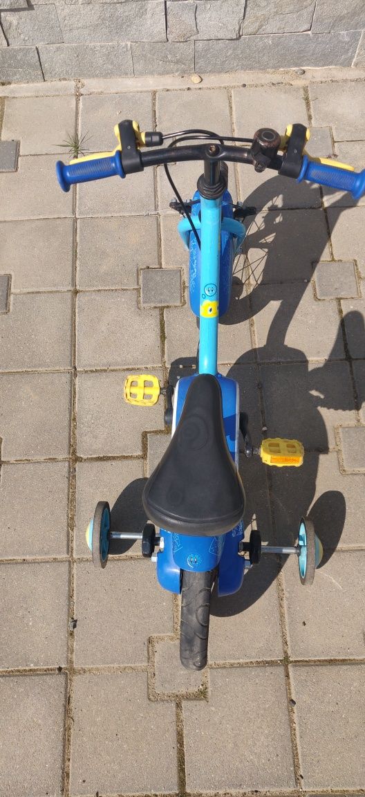 Bicicletă copii, roți 14" (3-5 ani), cu roti ajutătoare, albastră