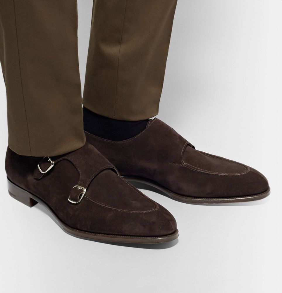 Incaltamine Edward Green - Fulham Suede Monk-Strap Shoes - Brown