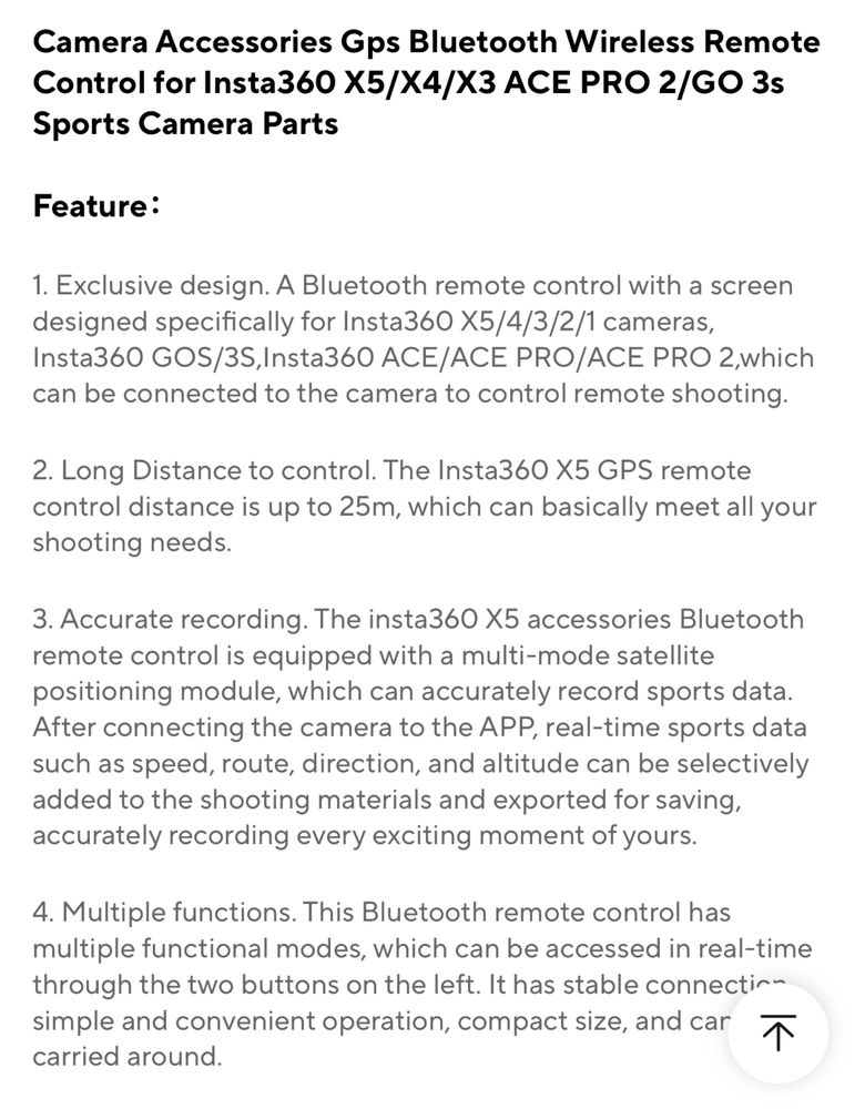 Telecomanda Gps Camera Insta 360