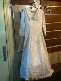 Платье свадебное гипюровое (Германия) разм 44-46 Цветы в прическу