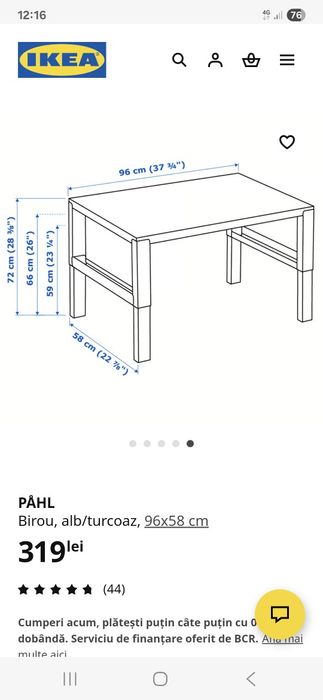 Birou Pahl alb/turcoaz