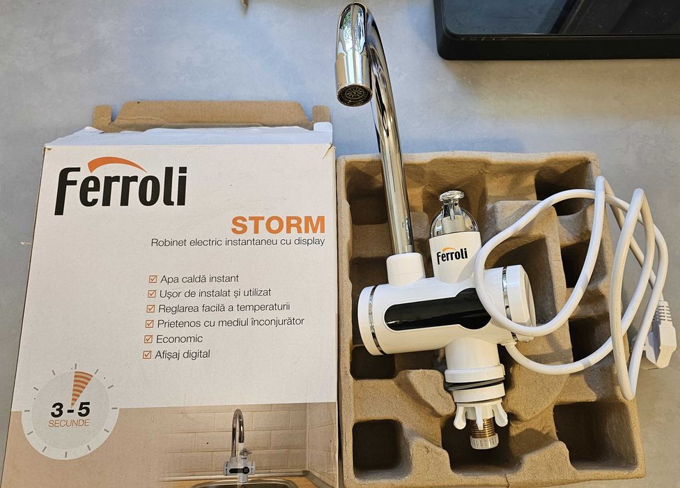 Instant apa calda, electric, tip robinet, Ferroli Storm, digital 3 kW
