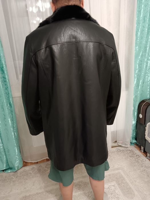 Куртка мужская кожаная с норковым воротником