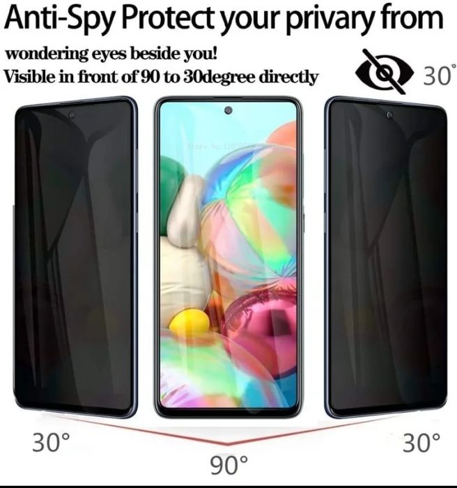 Vând 3 folii de sticlă protecție privacy samsung a71