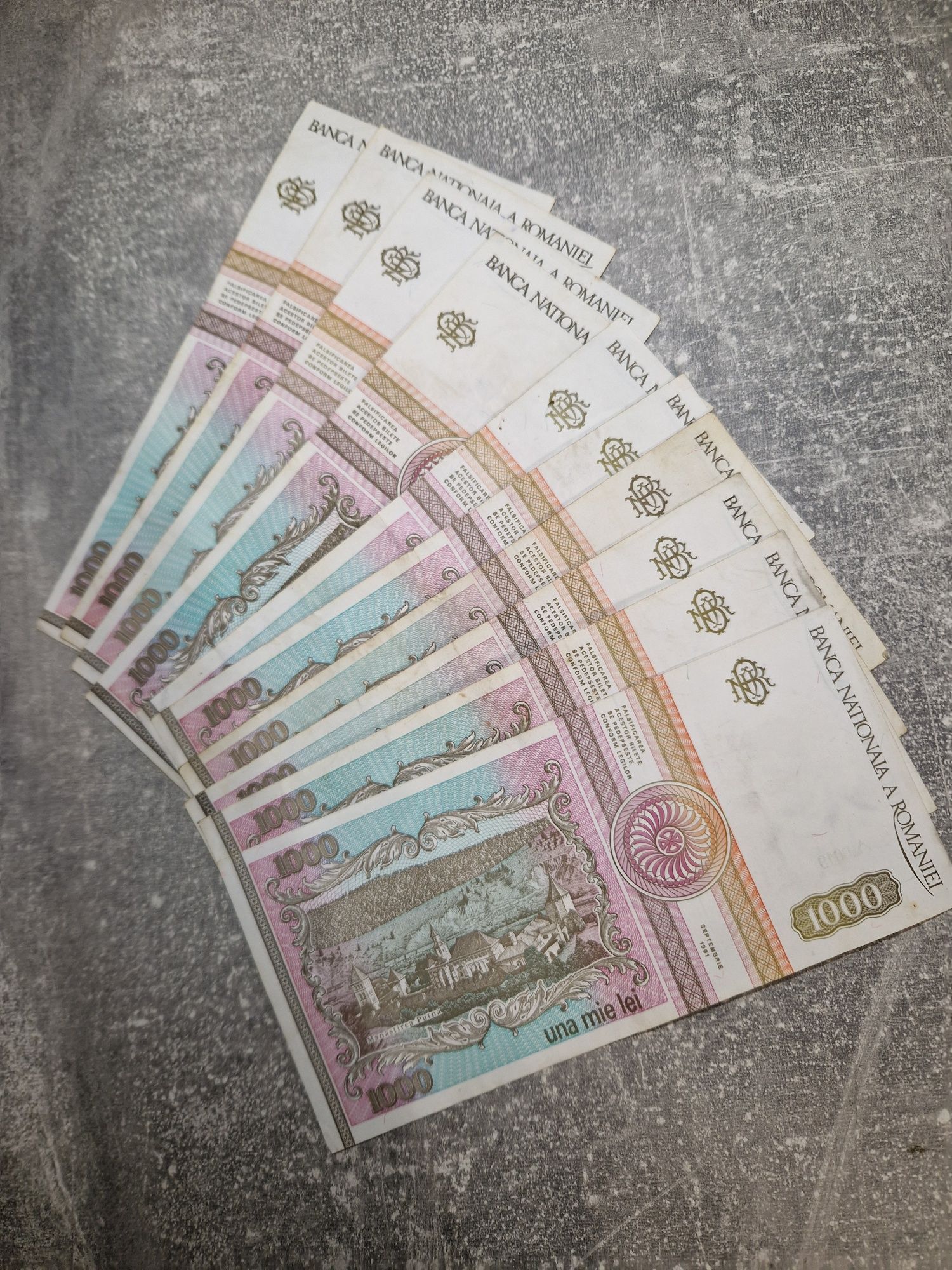 Lot 10 bancnote 1000lei Mihai Eminescu 1991