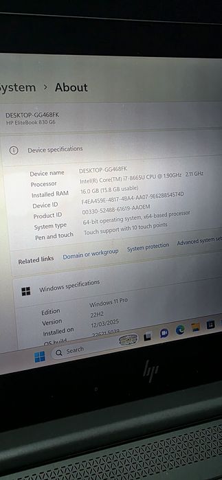 Laptop HP Elitebook, i7 , 16gb, touch-screen