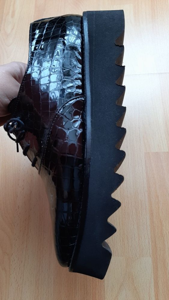 Pantofi Oxford model Croco piele neagra masura 36