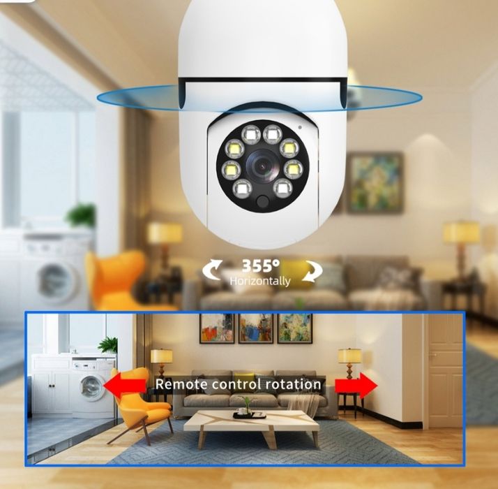 Camera supraveghere rotativa 360° wireless tip bec vedere nocturna