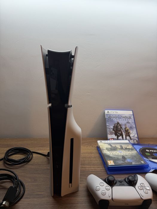 Playstation 5 Slim Disk PS5 + 2 DualSense Cotroller + FC24, God of War