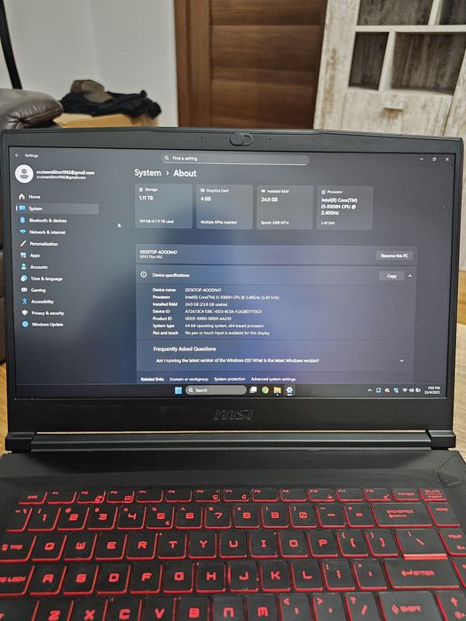 Leptop i5 MSI 24 gb Ram