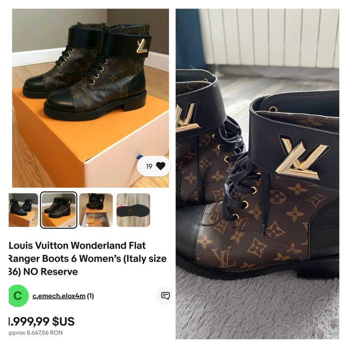 Ghete Louis Vuitton Wonderland Flat Ranger Piele 36