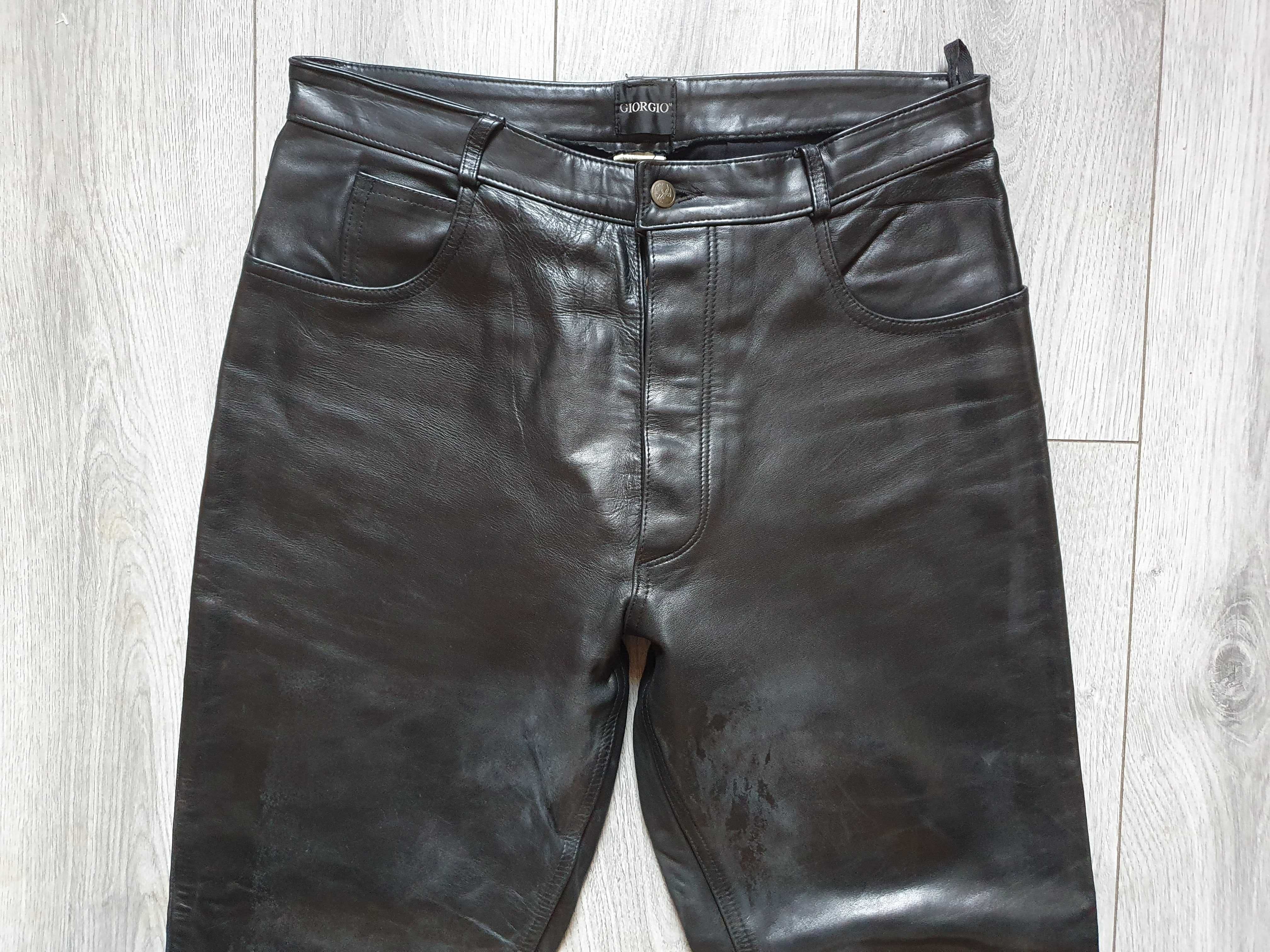 Pantaloni de piele GIORGIO (rock, motor) - Marimea 46 (Talie 90 cm)