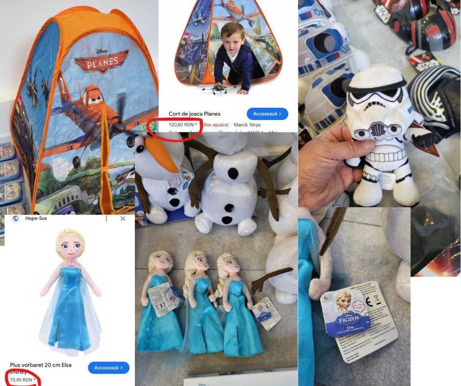 LOT 195 buc Jucării/costume Star Wars Disney Marvel Frozen originale