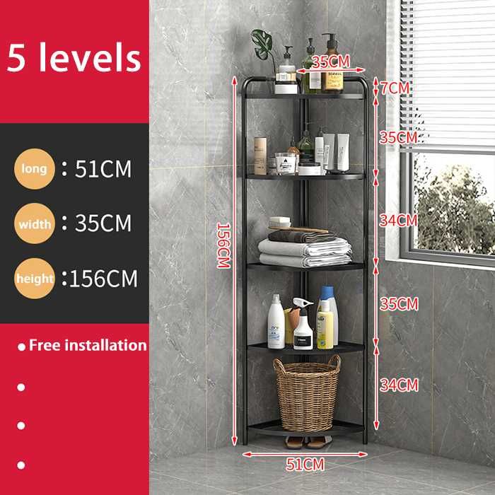 Угловой складной стеллаж имеет 5 ярусов