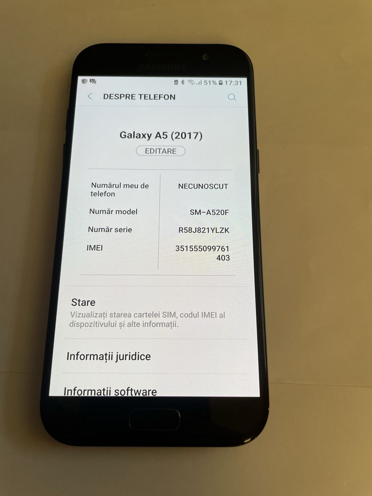 Samsung A5 2017 32gb 3gb/memorie ram