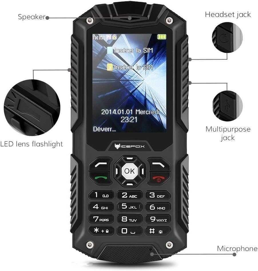 Telefon mobil rugged Icefox6 Dual SIM pentru exterior, santier, IP68