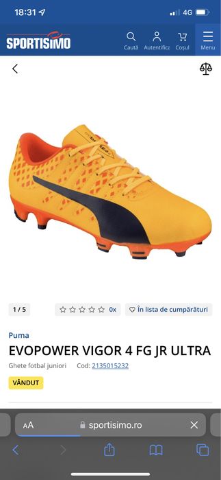 Ghete puma Evopower VIGOR 4 FG JR ULTRA 37.5