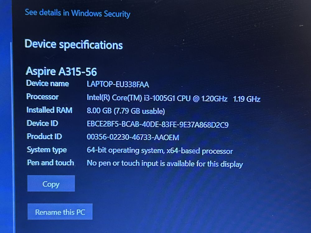 Лаптоп Acer Aspire A315-56