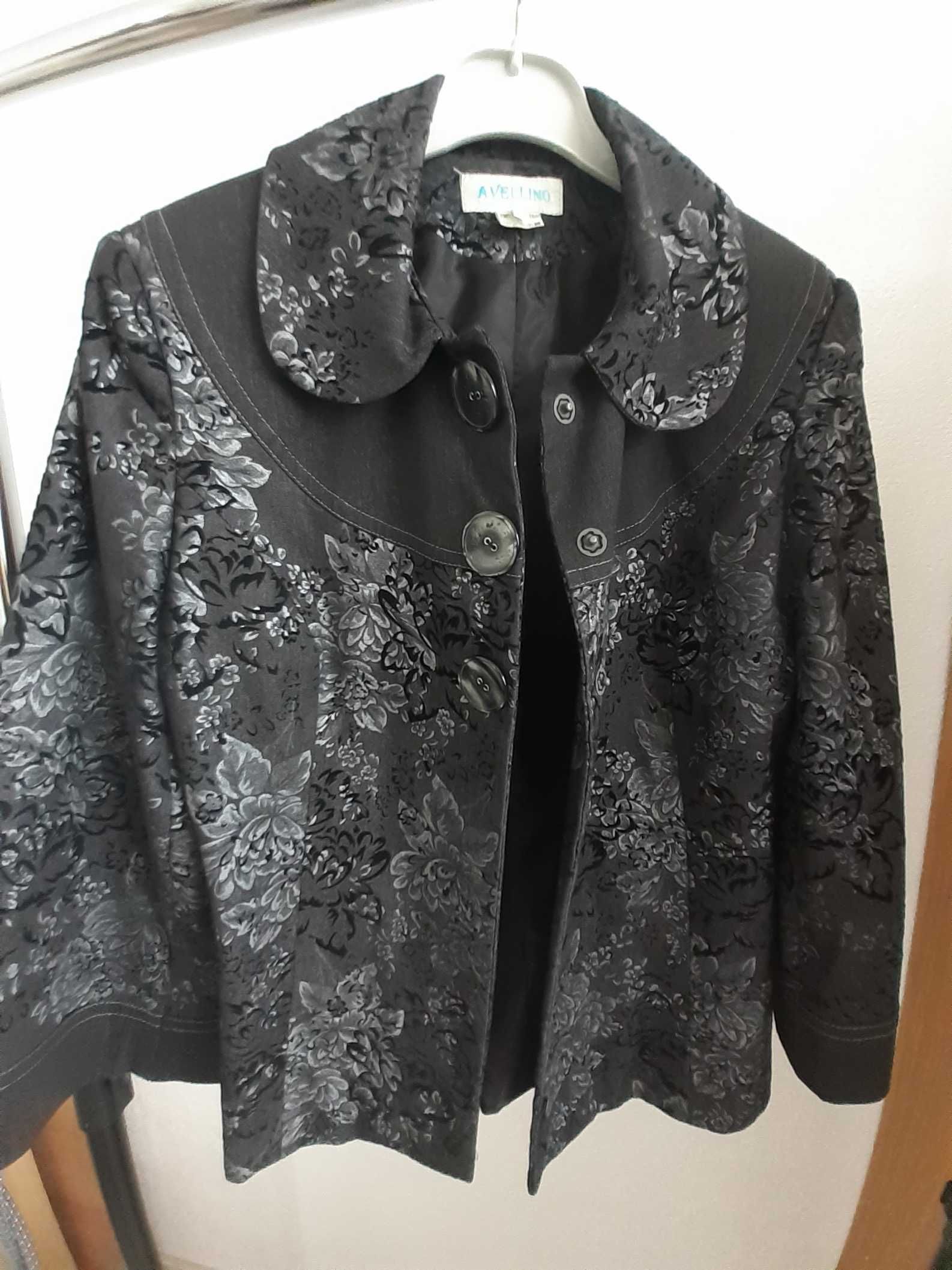Sacou elegant gri închis cu model floral în relief