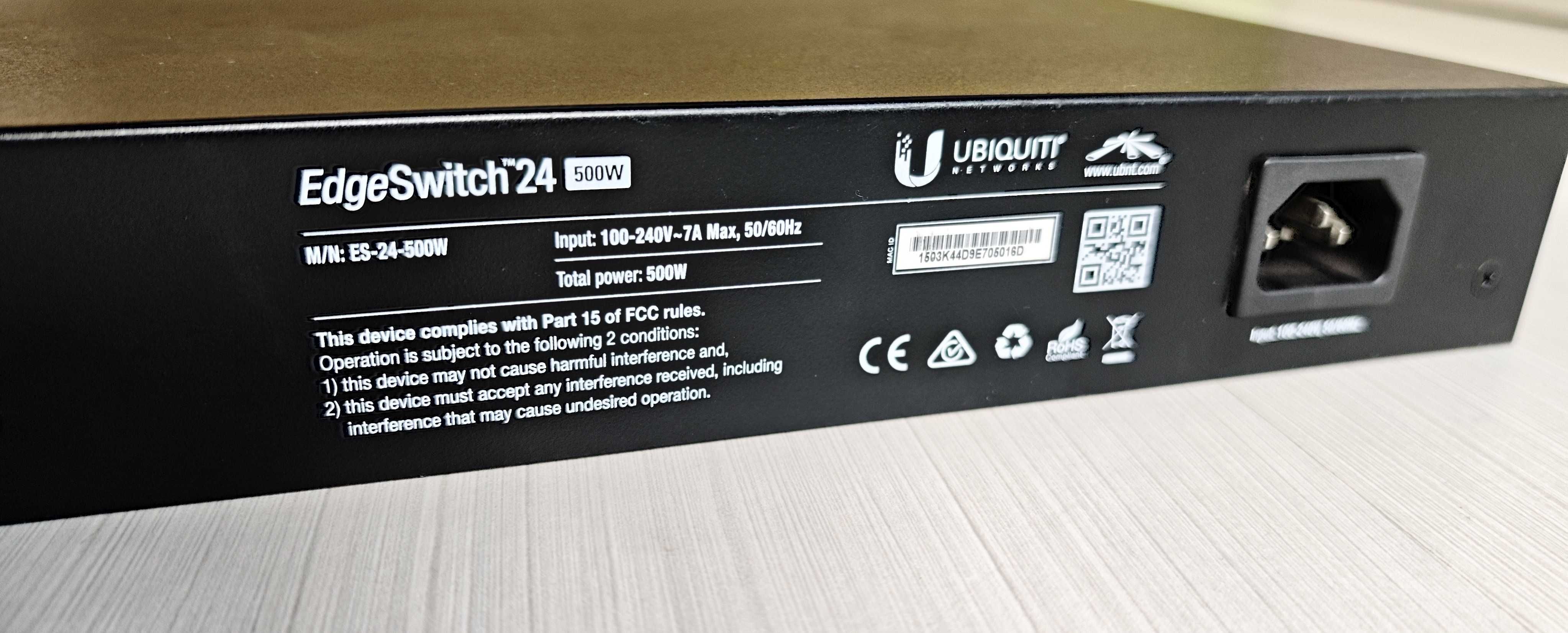 24 портов гигабитов PoE+ switch Ubiquiti EdgeSwitch 24 500W