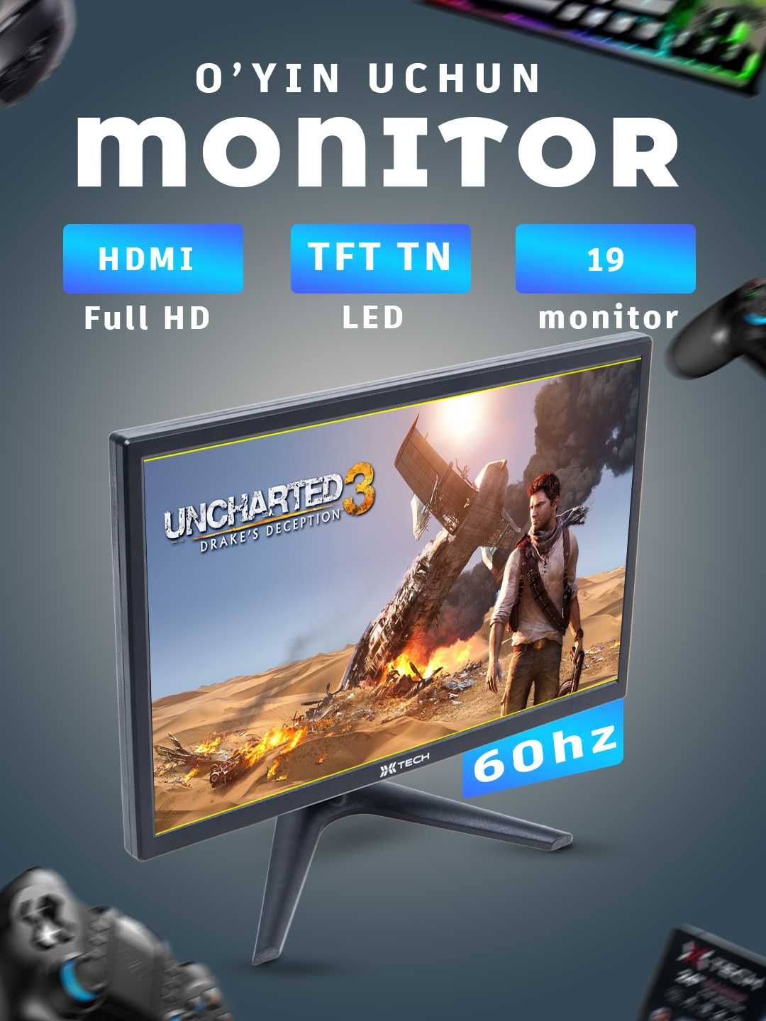 Монитор Xtech, Flat, 60Гц, 19 дюйма