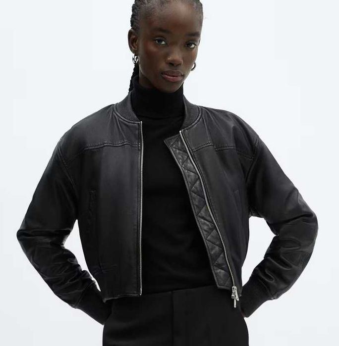 Кожено яке Mango - естетствена кожа - чисто ново