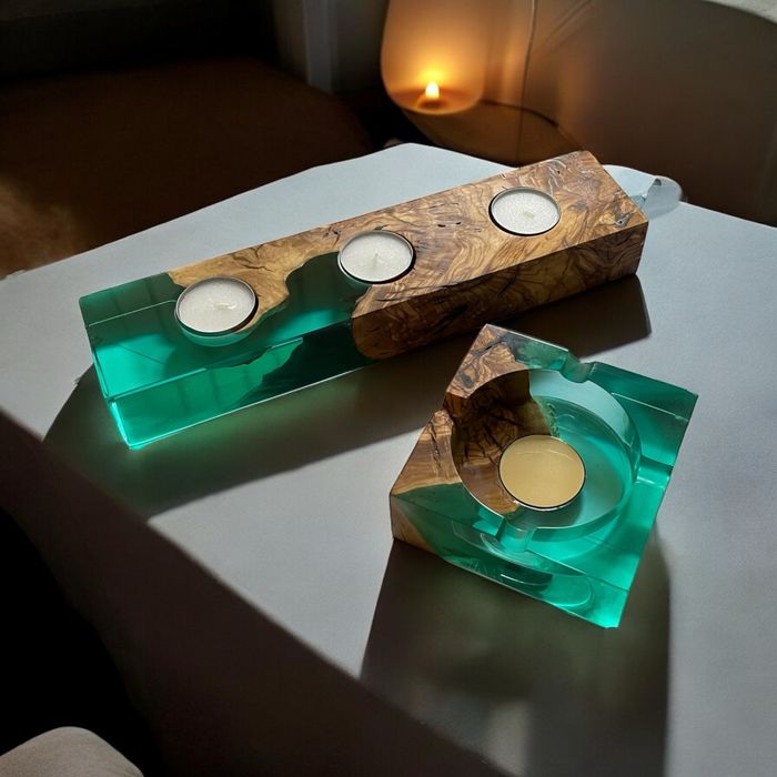 Пепелнци от дървесина и епоксидна смола