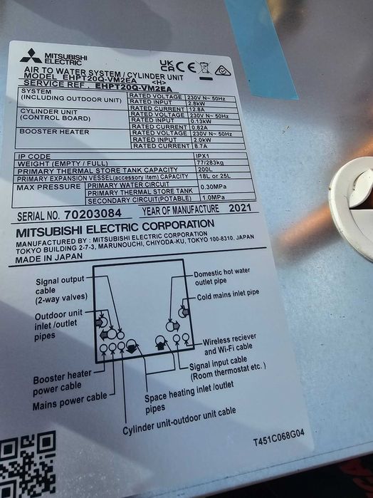 Високотемпературна термопомпа Mitsubishi QUNZ-W40VA - R744/CO2 с буфер
