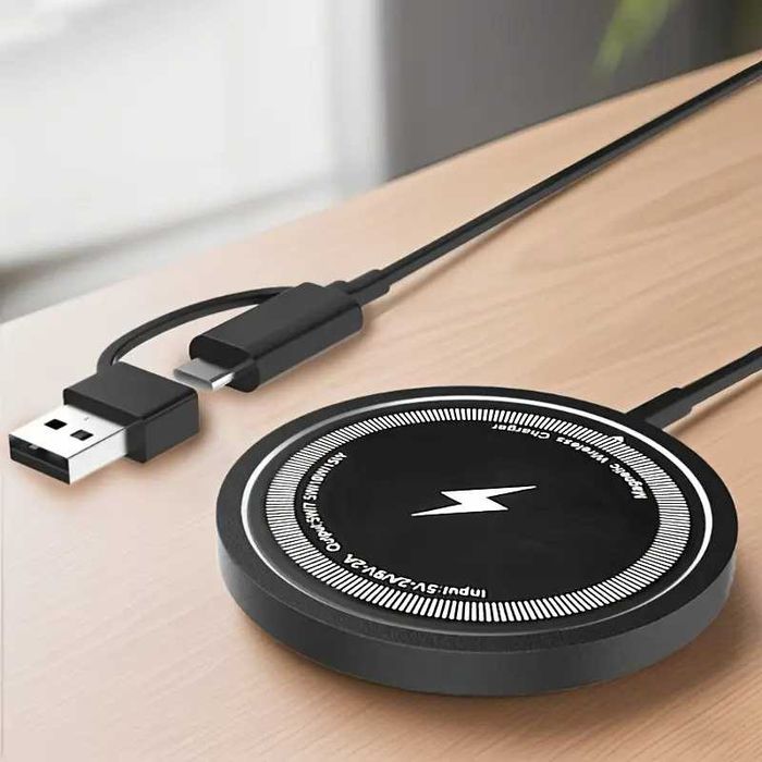 Incarcator wireless rapid magnetic 15W pentru iPhone. Samsung Galaxy