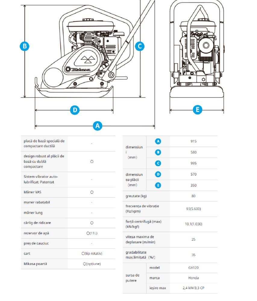 Placa compactoare Mikasa MVC-F60H, Honda GX120, 80kg!