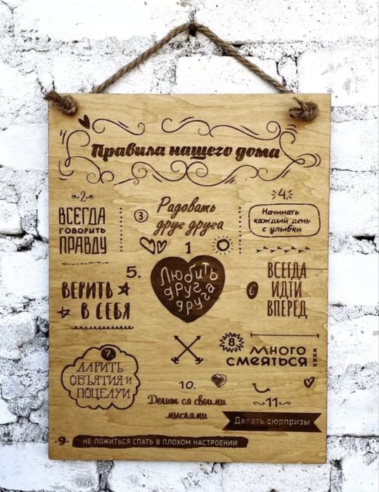 Табличка Правила нашего дома Панно Правила семьи С вашими правилами