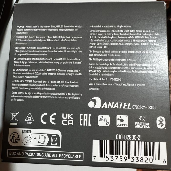 Garmin Fenix 8 Amoled 51 mm Saphire, Titanium,carbon grey DLC