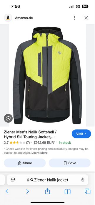 ZIENER : NALIK  Primaloft  Hybrid Jacket - Хибридно яке размер Л