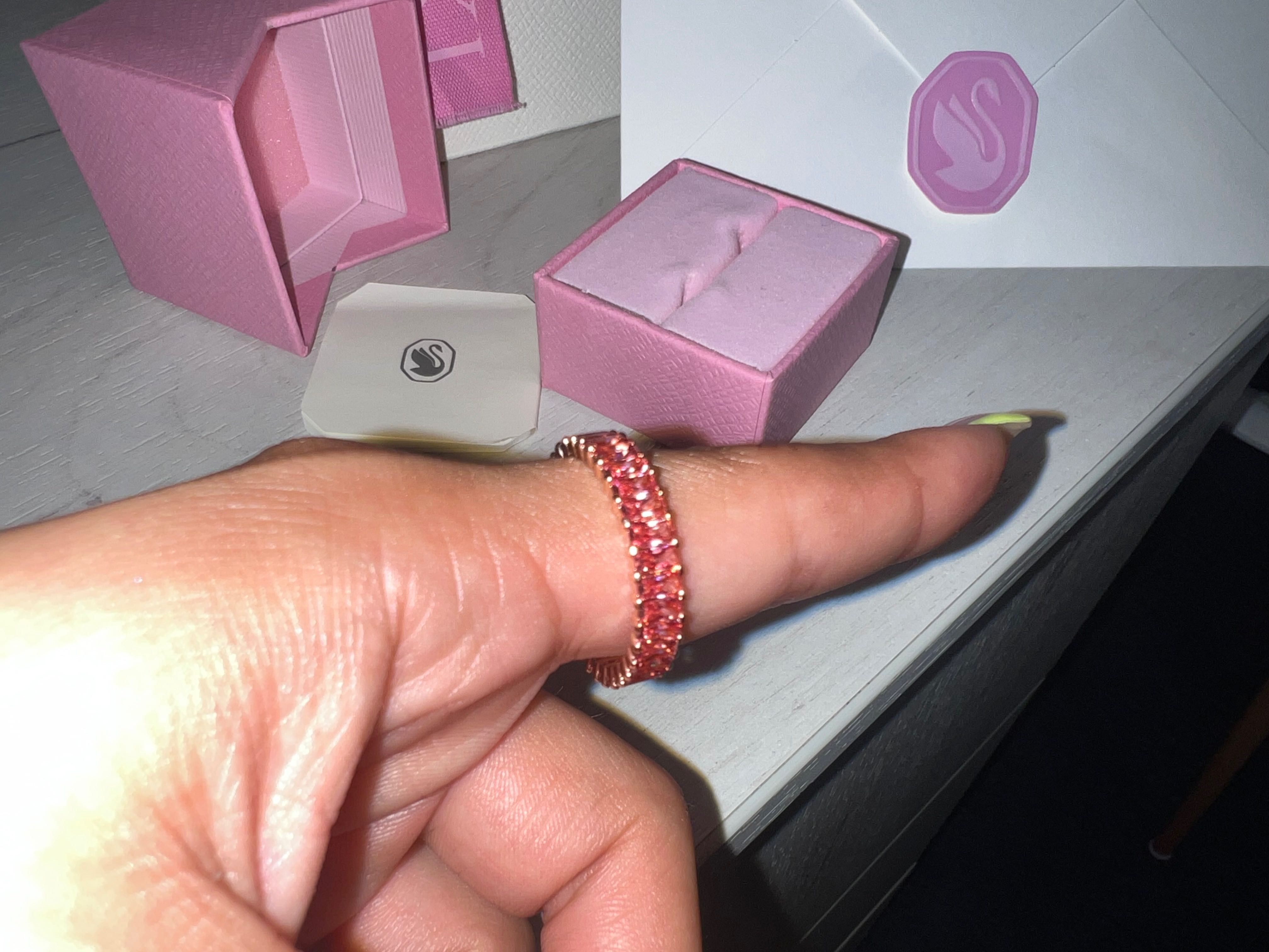 Inel Matrix Swarovski Pietre Roz