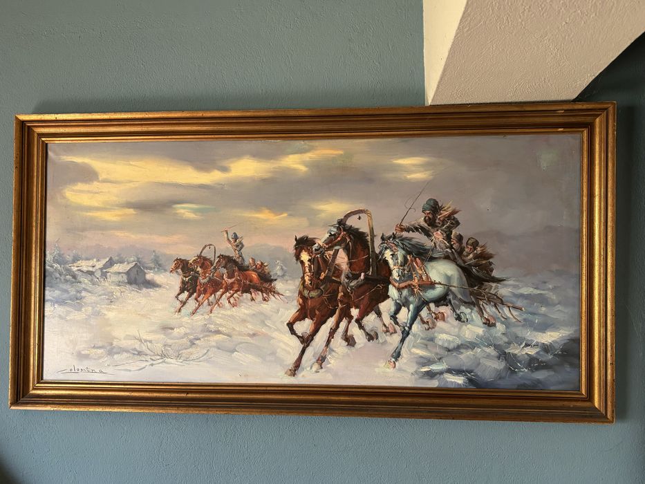 Tablou pictura veche ulei pe pamza