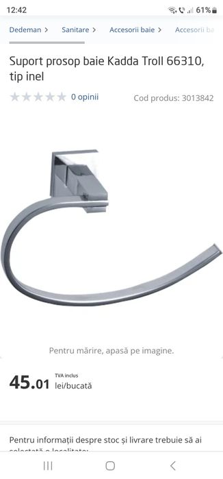 Vand un suport hartie wc si 2 suport prosop