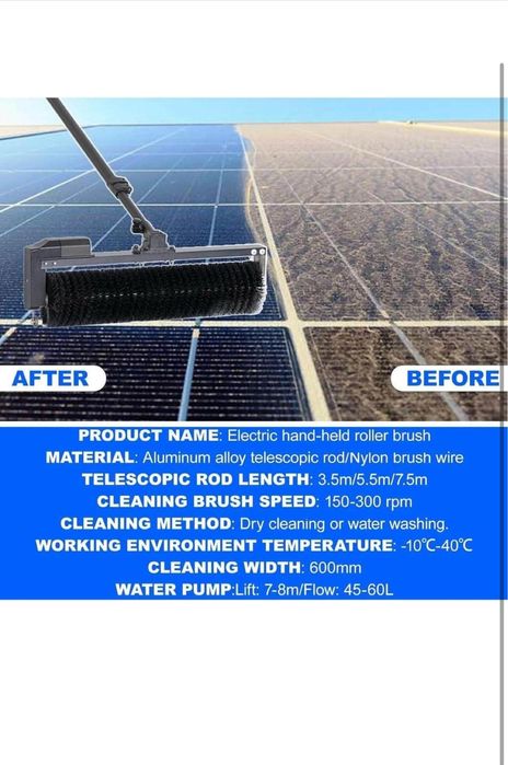Perie rotativa spalat panouri solare fotovoltaice electrica prelungito