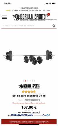 Set fitness 70 kg Gantere reglabile+Bara Haltera+Discuri noi Germany