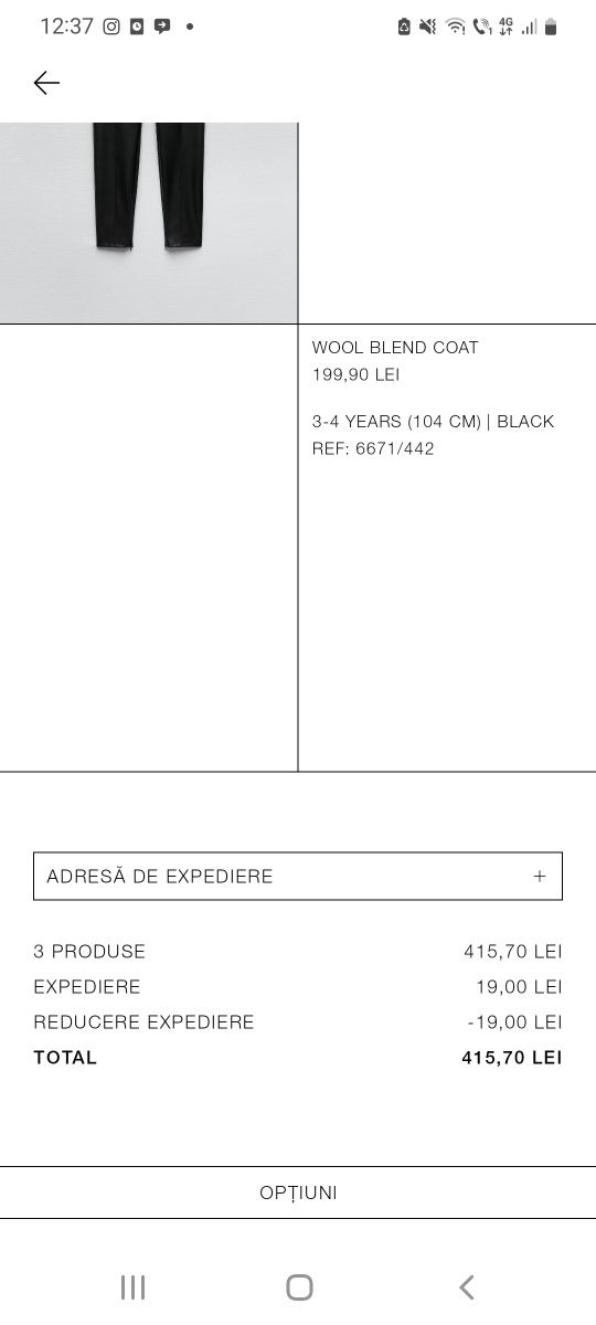 Palton Zara Kids 104