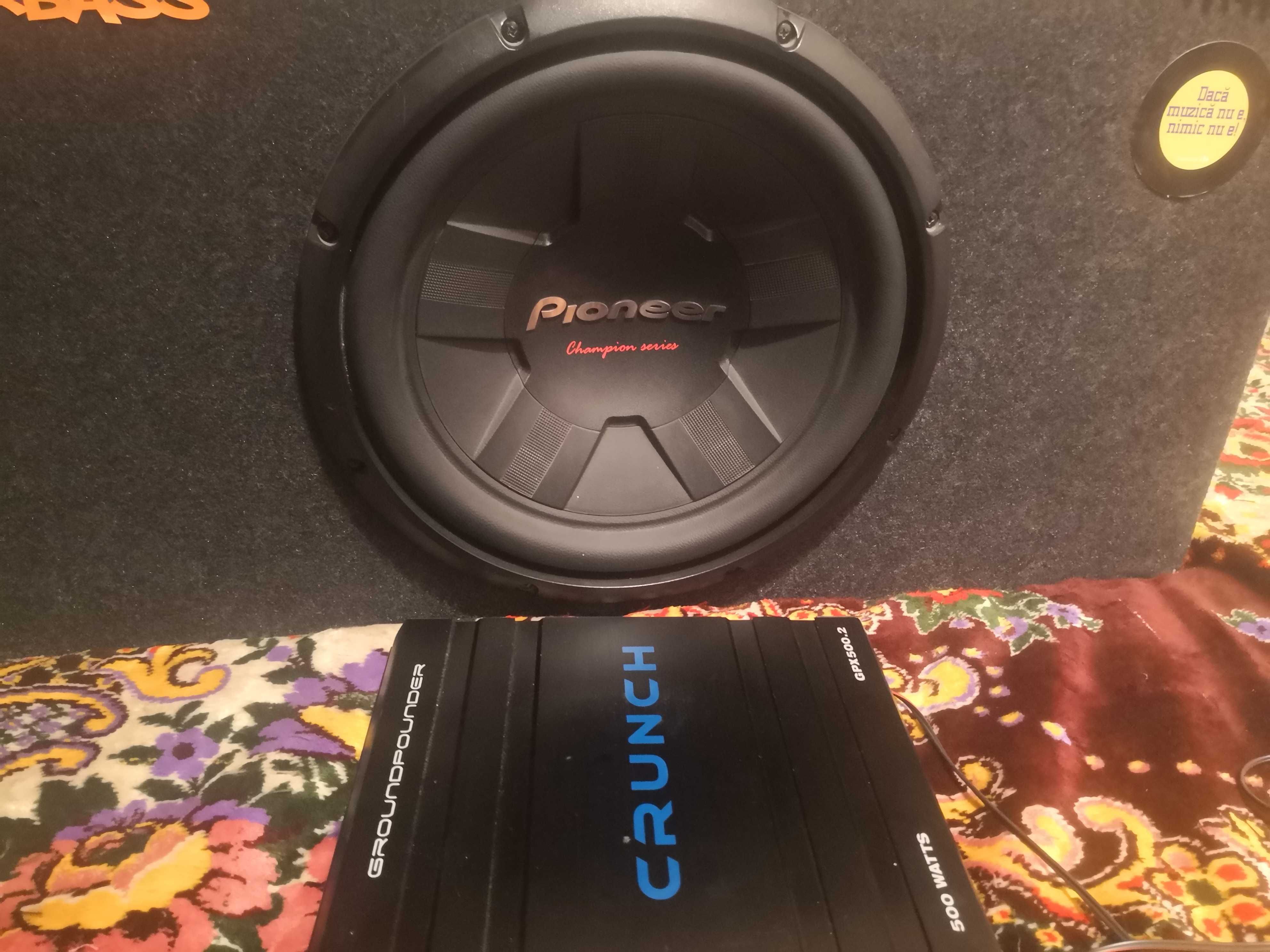Pioneer + amplificator subwoofer ca nou și amplificatorul