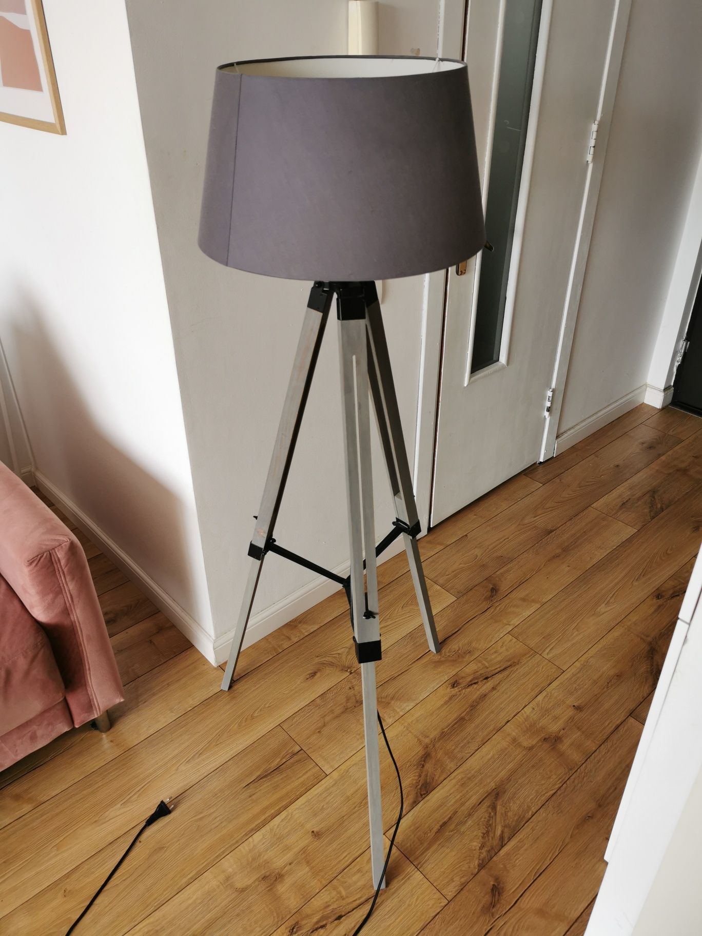 Lampadar cu tripod, inaltime ajustabila, vidaXL, Tesatura, Negru