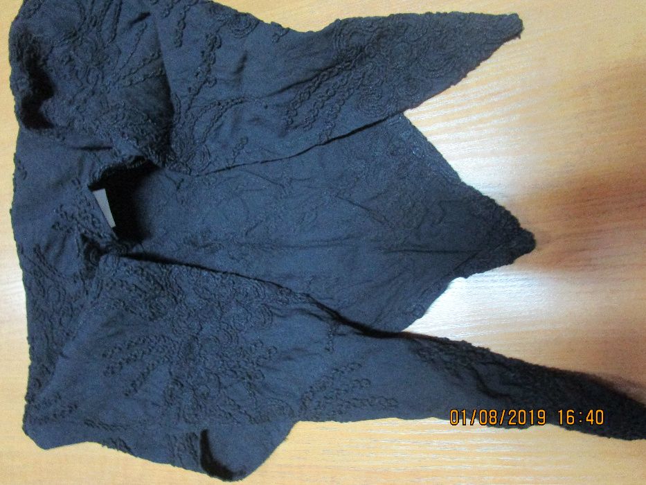 Уникален Френски черен памучен шал Eple & Melk с шикозна бродерия