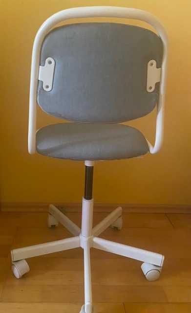 Scaun de birou ergonomic pentru copii, alb cu gri